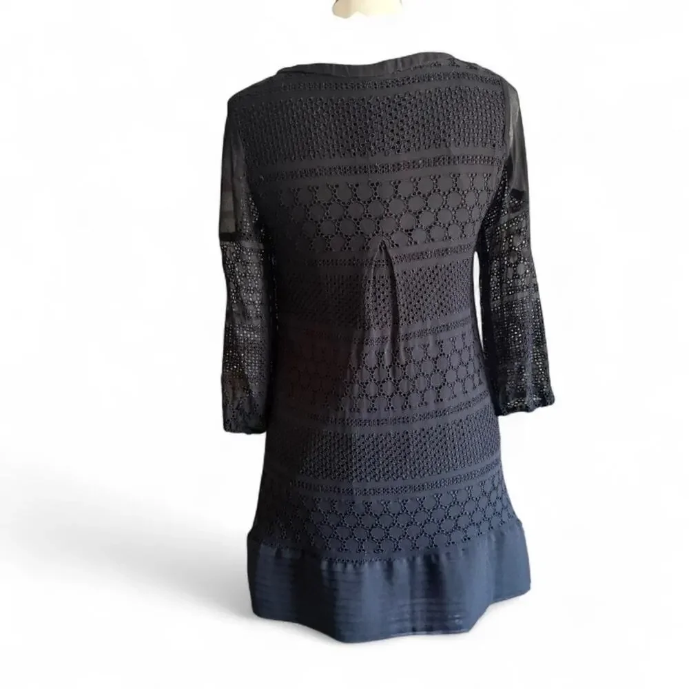 Black Lace Mini Dress with Statement Front Bow (sz 6) 321